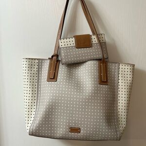 Fossil Beige and Brown Tote with Wallet